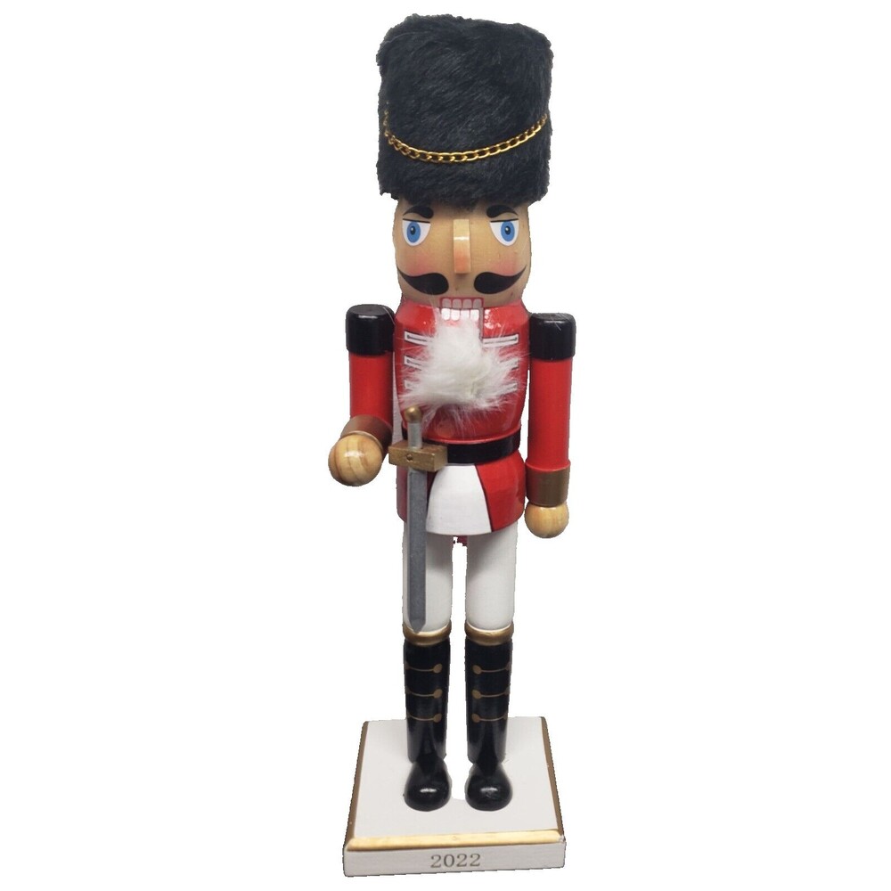 Wooden Christmas Nutcracker, 14", WHITE SOLDIER IN RED & WHITE WITH SWORD 22, WS